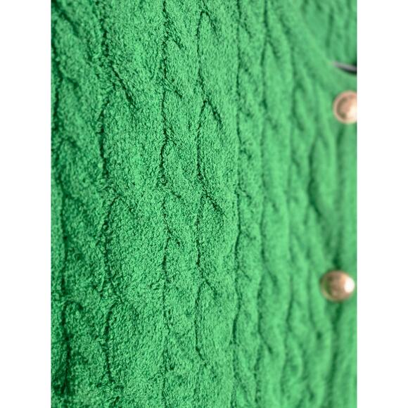 J Crew Odette Cable Knit Sweater Lady Jacket Sz Medium Cotton Blend Kelly Green - Picture 8 of 14